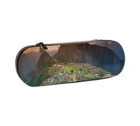 Nddcedew Jolie trousse à crayons pour enfants adolescents pochette en cuir avec fermeture éclair Village sur le sommet de la colline Impression Étudiant Papeterie Sac porte-stylo Étui de rangement