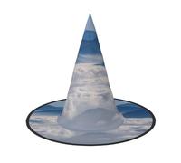 NDDCEDEW Paysage avec des montagnes et des nuages Imprimer Halloween Chapeaux Sorcière Sorcière Chapeaux pour Fêtes Cosplay