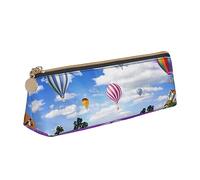 NDDCEDEW Petite trousse à crayons en cuir avec fermeture éclair et imprimé montgolfière lavande, blanc, Taille unique, Trousse de maquillage