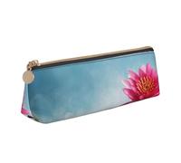 NDDCEDEW Petite trousse à crayons en cuir avec fermeture éclair et motif fleur de lotus, blanc, Taille unique, Trousse de maquillage