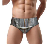 NDDCEDEW Rural House Print Slip triangle pour homme taille basse doux respirant absorbant la transpiration sous-vêtements (S-3XL), Noir , M