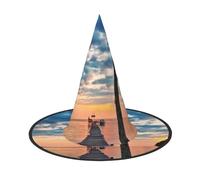 NDDCEDEW Sea At Sunset Imprimer Halloween Chapeaux Sorcière Sorcière Chapeaux pour Fêtes Cosplay