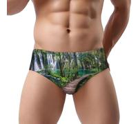 NDDCEDEW Slip triangle imprimé pont en bois pour homme taille basse doux respirant absorbant la transpiration sous-vêtements (S-3XL), Noir , XL