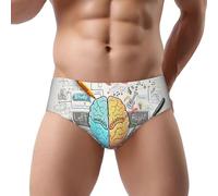 NDDCEDEW Slip triangle pour homme imprimé cerveau humain taille basse doux respirant absorbant la transpiration sous-vêtements (S-3XL), Noir , M