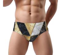 NDDCEDEW Slip triangle pour homme imprimé marbre géométrique taille basse doux respirant absorbant la transpiration sous-vêtements (S-3XL), Noir , S
