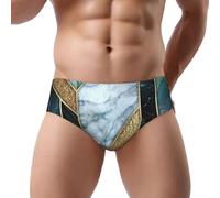 NDDCEDEW Slip triangle pour homme imprimé marbre géométrique taille basse doux respirant absorbant la transpiration sous-vêtements (S-3XL), Noir , 3XL