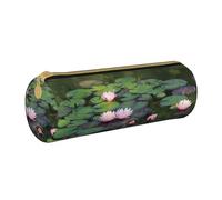 NDDCEDEW Trousse à crayons pour étudiant, belle fleur de lotus en cuir avec fermeture éclair, trousse de papeterie pour enfants, trousse de rangement portable, trousse de maquillage, blanc, Taille