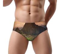 NDDCEDEW Village On The Top Of The Hill Print Slip triangle pour homme Taille basse Doux Respirant Sous-vêtement absorbant la transpiration (S-3XL), Noir , M