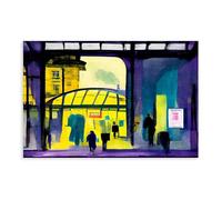 NDGSA Impression sur toile Midnight at Waverley Station, Edimbourg - Décoration murale pour salon, chambre à coucher - 20 x 30 cm