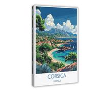 NDGSA Impression sur toile représentant la Corse - Décoration murale pour salon, chambre à coucher - 30 x 45 cm