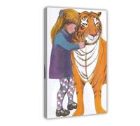 NDGSA Impression sur toile « The Tiger And The Girl Who Came to Have Afternoon Tea » - Décoration murale pour salon, chambre à coucher - 20 x 30 cm