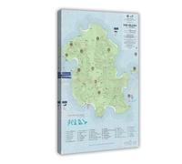 NDGSA Poster sur toile avec carte de l'île perdue, décoration de chambre, bureau, chambre, cadeau 40 x 60 cm
