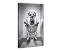 NDGSA Poster sur toile Border Terrier lisant le journal dans les toilettes Décoration murale pour salon, chambre à coucher 60 x 90 cm