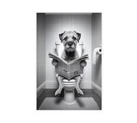 NDGSA Poster sur toile Border Terrier lisant le journal dans les toilettes Décoration murale pour salon, chambre à coucher 40 x 60 cm