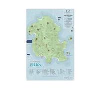 NDGSA Poster sur toile, carte de l'île perdue, décoration murale pour salon, chambre à coucher, 60 x 90 cm