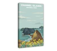 NDGSA Poster sur toile minimaliste du parc national des îles Anglo-Normandes - Décoration de chambre à coucher, bureau, chambre - Cadeau - 30 x 45 cm
