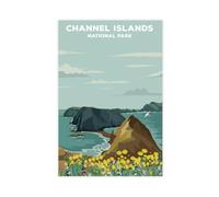 NDGSA Poster sur toile minimaliste du parc national des îles Anglo-Normandes - Décoration de chambre à coucher, bureau, chambre - Cadeau - 20 x 30 cm