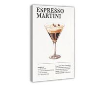 NDGSA Poster sur toile recette Espresso Martini pour chambre à coucher, bureau, chambre, cadeau 30 x 45 cm