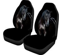 NDISTIN Lot de 2 housses de siège de voiture 3D vintage motif cheval noir - Accessoires d'intérieur de voiture - Accessoires d'intérieur de voiture uniquement - Housses de protection universelles pour