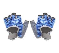 NDiyueAa Gants antidérapants bleus demi-doigt pour enfants, équipement de protection pour le cyclisme, le Fitness et l'équitation (S)