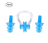 NDiyueAa pour bouchons d'oreilles, silicone souple imperméable, cache-oreilles de natation pour prévention du bruit, pour outils de serrage de pinces-nez, ensemble de 4 pièces (Bleu)