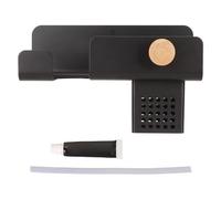 NDiyueAa Support pour sèche-cheveux, pour la plupart des types, support multifonctionnel avec enroulement de câble, tasse de rangement, adhésif sans clous, matériau métallique (Or noir)