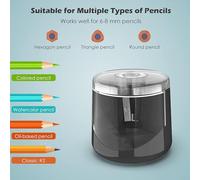 NDiyueAa Taille-crayon électrique pour artistes, étudiants, professionnels, fonctionne sur batterie avec brosse de nettoyage, polyvalent pour crayons hexagonaux, triangulaires et