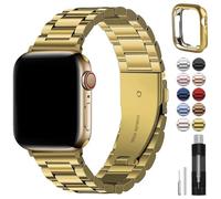 NDJQY Pour 49 mm 45 mm 44 mm 42 mm 41 mm 40 mm 38 mm bracelets, Watch en acier inoxydable avec étui Watch Ultra2 Ultra Series 9 8 7 6 5 4 3 2 1 SE SE2(Golden,42/44/45/49mm)