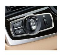 NDKSZHEQ Autocollants décoratifs de garniture de couverture de cadre de boutons de commutateur de phare de voiture en fibre de carbone compatibles avec BMW série 5 7 X3 X4 F10 F07 F01 F02 F25 F26(Silv