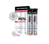NDL Pro-Health Électrolytes Hydratation - Comprimés effervescents pour boisson isotonique, énergie et récupération sportive, 2x20 comprimés goût orange - Rafa Nadal & Cantabria Labs