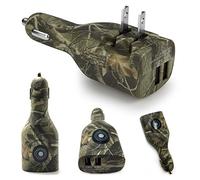 NDLBS Chargeur de Voiture 2 en 1 Portable Double USB et Chargeur Mural avec Prise Pliable pour iPhone X 6S 7 8 Plus, iPad Pro Air Mini, Galaxy Note8 S7 S9 S8 Plus, LG Google Camouflage