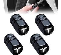 NDMUS 4 Pièces Bouchons de Valve de Voiture, pour Tesla Model 3 Model S Model X Model Y Bouchons de Valve de Pneu Aluminium Capuchon Antipoussière de Roue Accessoires