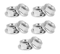 NDNCZDHC 10 pièces écrous à bride, kit d'assortiment d'écrous de blocage à bride hexagonale dentelée en fer métrique chromé M10 x 1,25