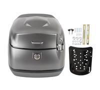 NDNCZDHC 38L Motorcycle Top Box Waterproofing Universal Fit with Key Lock Base Plate Motorcycle Luggage Trunk Tail Storage Carrier Case for Helmet Gloves (Grise)