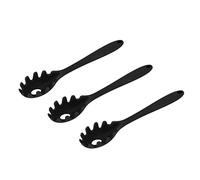NDNCZDHC 3pcs Spaghetti Spoon, fourche de pâtes en silicone 11 pouces avec dents, conception d'une pièce, cuillère serveur passoire pour nouilles de pâtes à spaghetti (Noir)