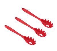 NDNCZDHC 3pcs Spaghetti Spoon, fourche de pâtes en silicone 11 pouces avec dents, conception d'une pièce, cuillère serveur passoire pour nouilles de pâtes à spaghetti (Rouge)