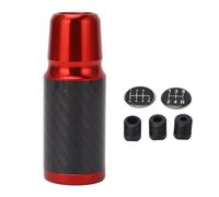 NDNCZDHC 5 6 Speed Manual Gear Shifting Lever Knob Carbon Fiber Transmission Shifter Head with 3 Adapters for Vehicle (Red)