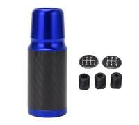 NDNCZDHC 5 6 Speed Manual Gear Shifting Lever Knob Carbon Fiber Transmission Shifter Head with 3 Adapters for Vehicle (blue)