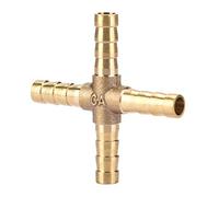 NDNCZDHC 5pcs En Laiton Croix Raccord, 4 Way Tuyau Splitter Tuyau Raccords Barbelé Connecteur pour Air Eau Pétrole Gaz Carburant (8mm)