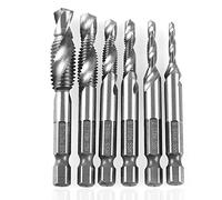 NDNCZDHC 6Pcs Hex Shank Screw Thread Drill Tap Set, High speed steel Metric Tap Drill Bits for Screw Machine M3 M4 M5 M6 M8 M10