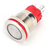 NDNCZDHC DC9-30V Metal Push Button Switch, 19mm Stainless Steel Self Locking Switch for Home Appliance Electrical 1NO 1NC (Ring power light flat head self-locking)