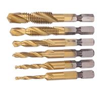 NDNCZDHC Lot de 6 forets à tarauder HSS M10 M8 M6 M5 M4 M3, tarauds combinés, filetage hélicoïdal, outils de taraudage pour perçage, chanfreinage et fraisage (Long)