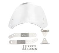 NDNCZDHC Motorcycle Windscreen Aluminum Universal Front Wind Deflector with Mount for 6.5in to 9.45in Round Headlights (Argent)