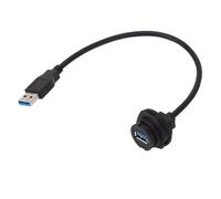 NDNCZDHC Prise de Panneau USB3.0 avec câble d'extension Isolant étanche IP67, Snap pour verrouiller Le connecteur de données USB Femelle à mâle tête Droite 0,3 mètre