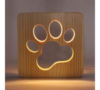NDNCZDHC Veilleuse 3D en forme de patte de chat pour garçons et filles, lampe LED USB en bois pour chambre à coucher, veilleuse 2 W