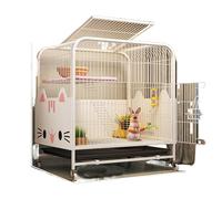 Ndoor Grande cage à lapin à roulettes avec protection d'urine et plateau extractible pour lapin, chinchilla, écureuil habitat blanc et noir, 71 cm (blanc)