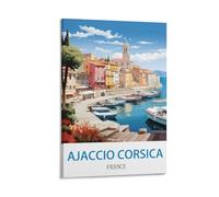 Ndoud Ajaccio Affiche de voyage vintage Corse France 30 x 45 cm Impression sur toile pour salon Décoration d'intérieur