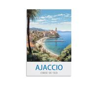 Ndoud Ajaccio Corse Du Sud Poster de voyage vintage 20 x 30 cm Impression sur toile pour salon Décoration d'intérieur