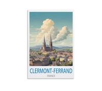 Ndoud Clermont Ferrand Affiche de voyage vintage France 20 x 30 cm Impression sur toile pour salon Décoration d'intérieur