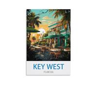 Ndoud Key West Florida Affiche de voyage vintage 30 x 45 cm Décoration murale sur toile pour salon Décoration d'intérieur